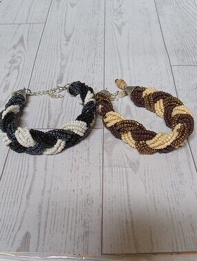 Vintage Handmade Beaded Braided Twist Bracelets 2